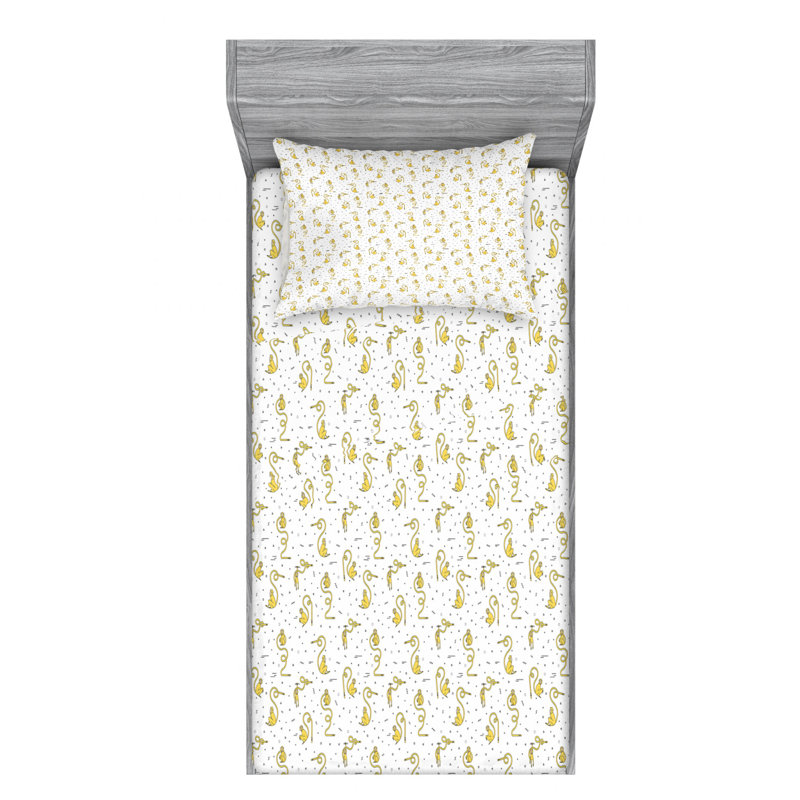 Microfiber Patterned Fitted Sheet, Twin Fitted Sheet with 1 Pillowcase