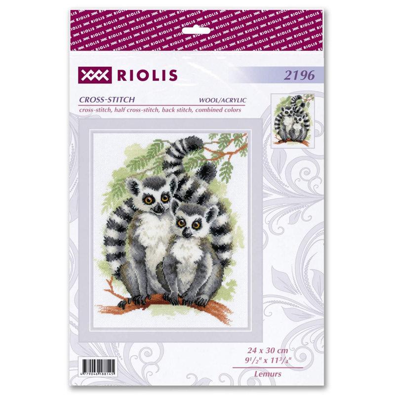  Kit de point de croix compté Lemurs