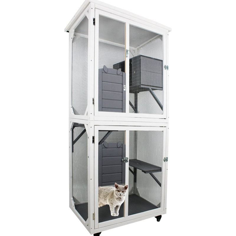 Parc pour chat qui grimpe et se repose - Bois massif avec un endroit confortable pour dormir, un espace chaleureux et invitant pour votre félin