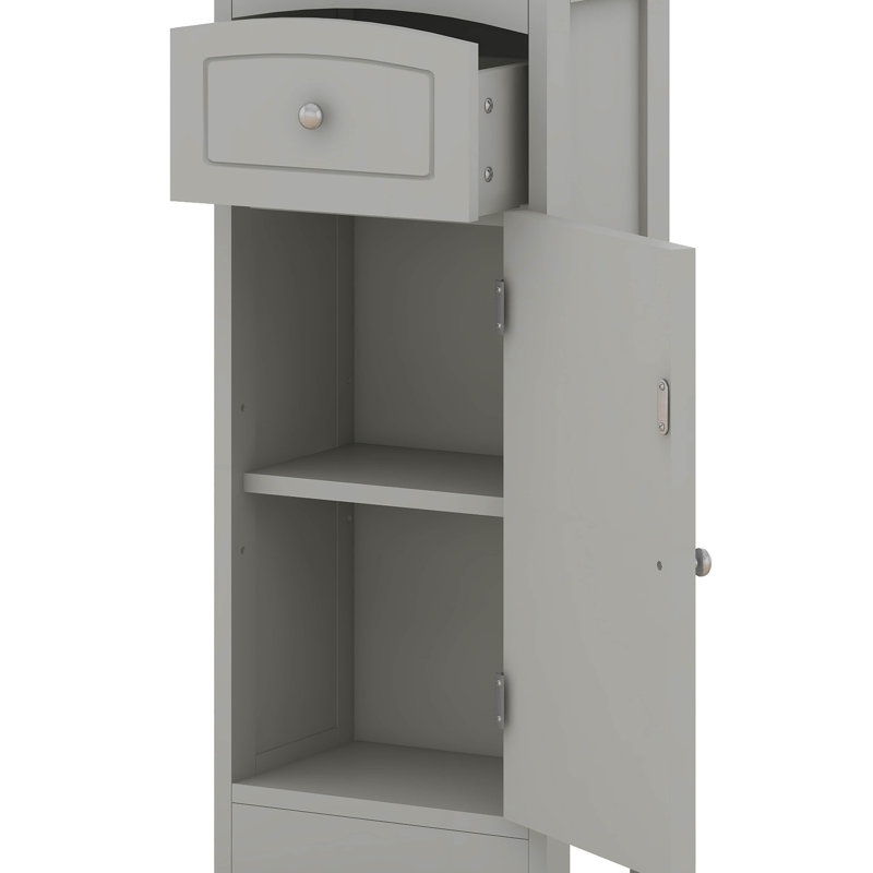 Armoire de salle de bain haute, armoire de rangement autoportante avec tiroir, tablettes réglables, compartiment ouvert, pour petits espaces