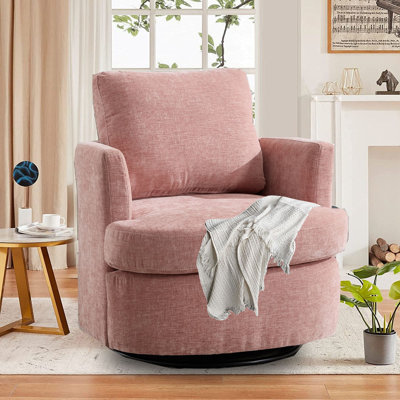 Fauteuil pivotant rembourré moderne avec coussin moelleux et base arrondie pour le salon ou la chambre à coucher