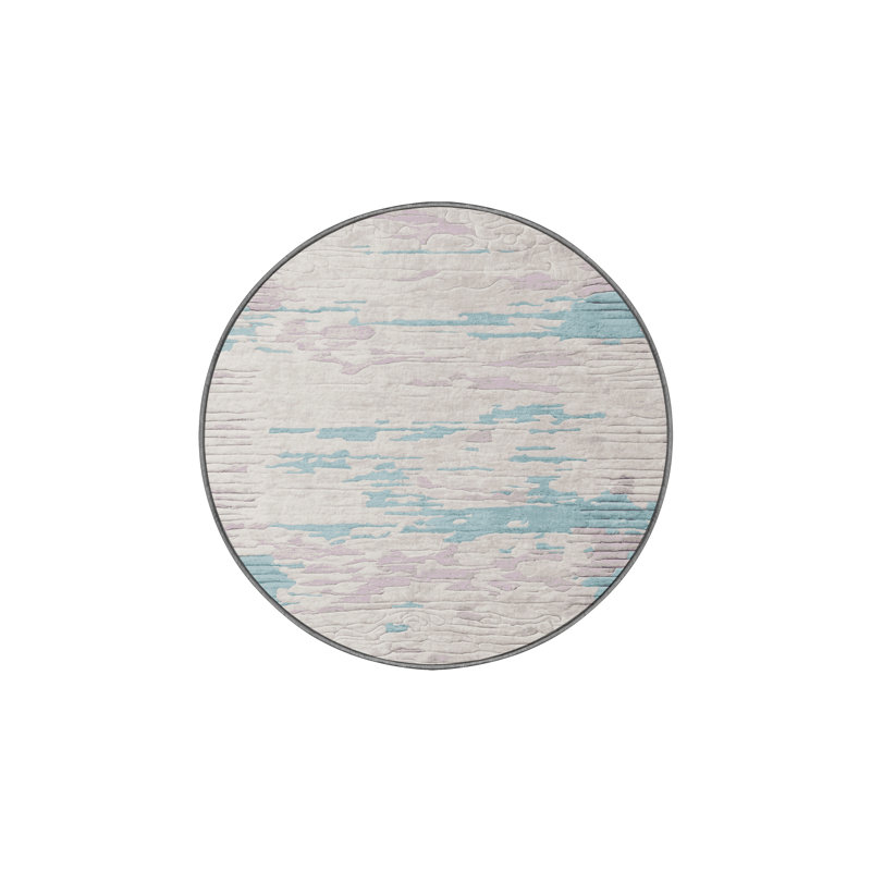 Machine Washable Gray Area Rug, Round 3'