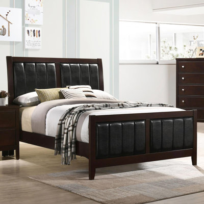 Lit double avec revêtement de couleur cappuccino et noir pour la chambre à coucher