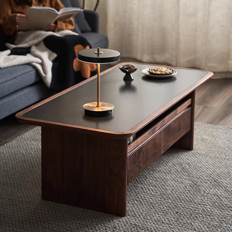 Table basse luxueuse en noyer noir clair