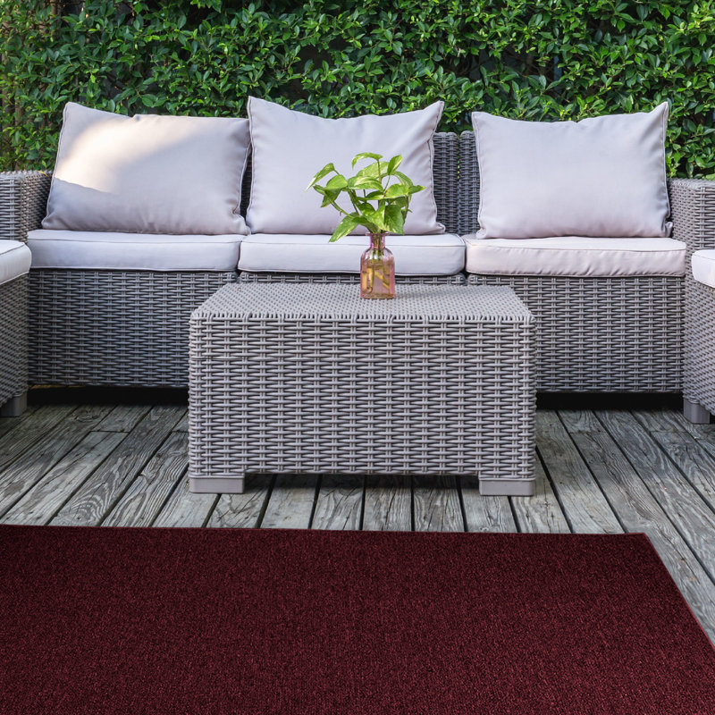 Indoor Outdoor Pet and Kids Friendly Solid Color Burgundy Area Rugs, Stain & Fade Resistance,  Perfect for Patio, Deck, Picnic, Beach, Backyard, Event, Camping & Wedding Rug