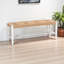 Banc en papier tissé blanc avec cadre en bois d'acajou Yannick, H 17,65 po x l 47,19 po x P 14,66 po