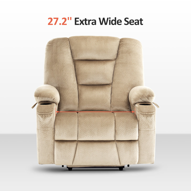 Analie Small-Wide Power Recliner Lift Chair with Massage and Heat, Beige 100% Polyester