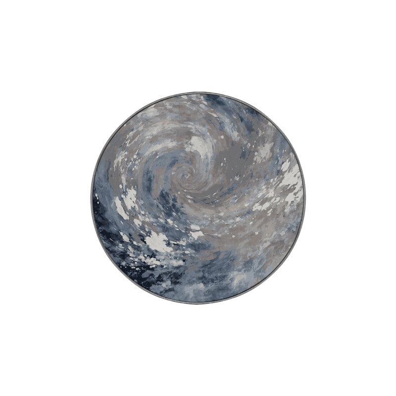 Tapis gris lavable à la machine, Rond 7 pi