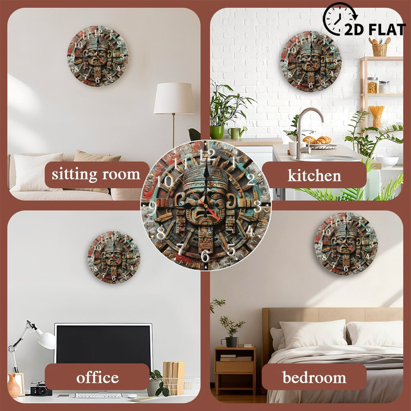 Horloge murale en bois 10 po, mouvement silencieux, à piles (piles AA non incluses), décor artistique, parfait pour les décorations