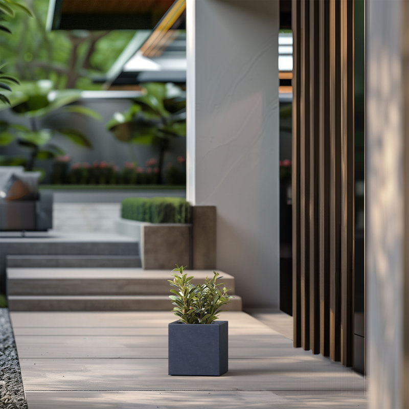 Boîte à fleurs en béton Redegonda, Gris granite, H 10 po x l 10 po x P 10 po
