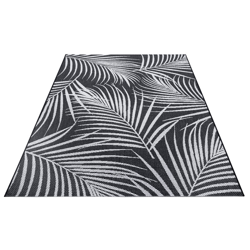 Abeilles Flatweave Grey/Black Rug, Rectangle 160 x 230cm
