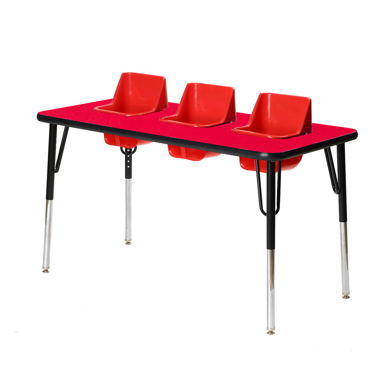 Table d'activité / d'alimentation à hauteur réglable pour 3 enfants, Rouge, Rouge