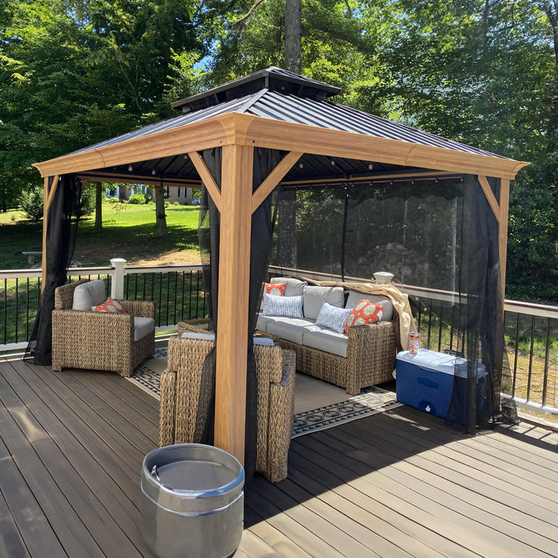 Purple Leaf Aluminium Patio Gazebo with Netting, 10' X 12'