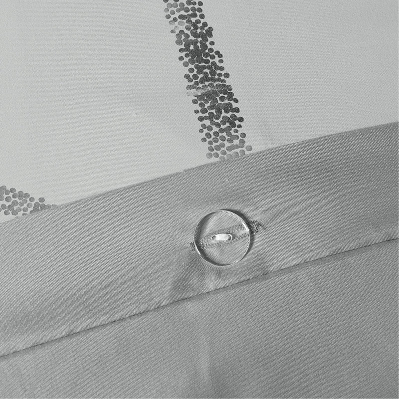 Ensemble de housse de couette à imprimé métallique, Argenté / Gris, Housse de couette simple et 3 pièces supplémenta