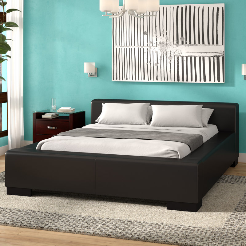Upholstered Platform Bed, Black, Queen