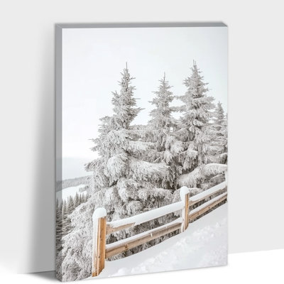 Grand paysage d'hiver, art mural sur toile, pin enneigé, forêt, affiche pour salon, bureau de chambre à coucher, œuvre d'art moderne sur toile, décoration murale de Noël, 18 po x 24 po