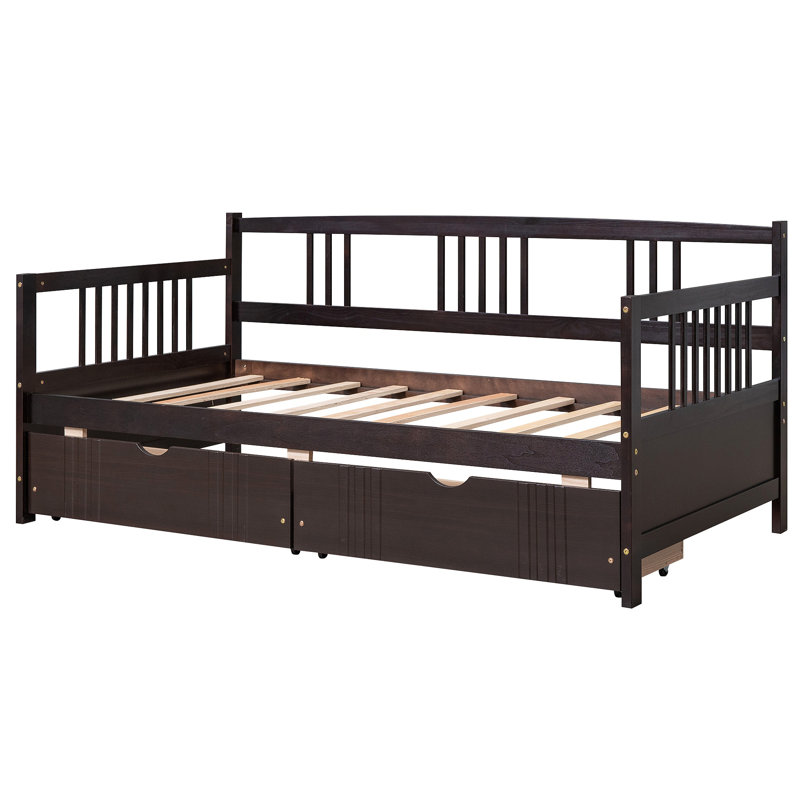 Daybed Wood Bed With Two Drawers, Twin, Espresso
