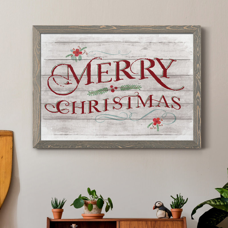 «Merry Christmas», reproduction d'art textuel sur toile, H 37,5 po x l 27,5 po x P 1,5 po, gris