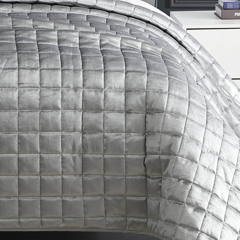 Silver King Microfiber Reversible Coverlet and Sham Set