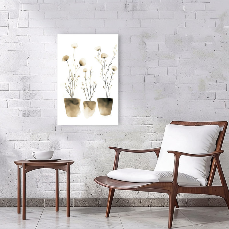 Sérénité en pot botanique délicat, impression de nature minimaliste, fleur naturelle, H 36 po x l 24 po