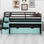Lit mezzanine avec bureau coulissant, lit gigogne, tiroirs de rangement et marches Gaming & Workstation-1949247309