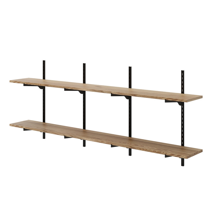 Mytchell 4 Piece Wood Tiered Shelf, Height Adjustable Wall Shelf, 2 Tier