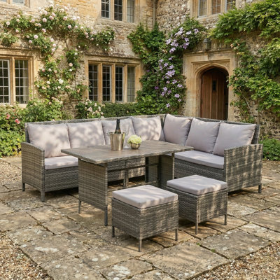 Wicker 7 - Person Garden Lounge Set with Cushions