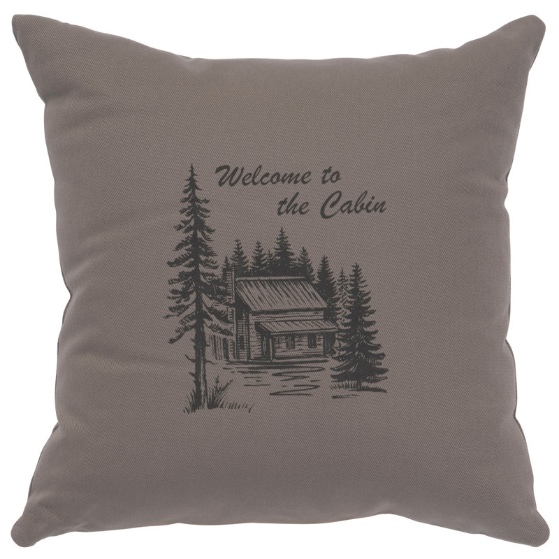 Coussin Wooded River Image - Cabine de bienvenue - Coton chrome, Gris