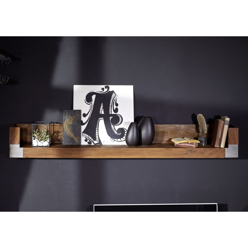 Amsterdam Mango Solid Wood Accent Shelf, 24cm H x 180cm W x 22cm D