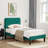 (Set of 2) Green Twin Size Upholstered Platform Bed Frame with Adjustable Headboard, No Box Spring Needed-1576754663