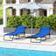 4 Reclining Patio Seat - Breathable Mesh, For Outdoor, Blue Portable Yard Sun Lounger ,