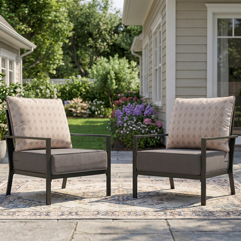 Ensemble de coussin d'assise et de dossier en polyester résistant aux intempéries Deb, 2, L 24 po x P 24 po, Gris