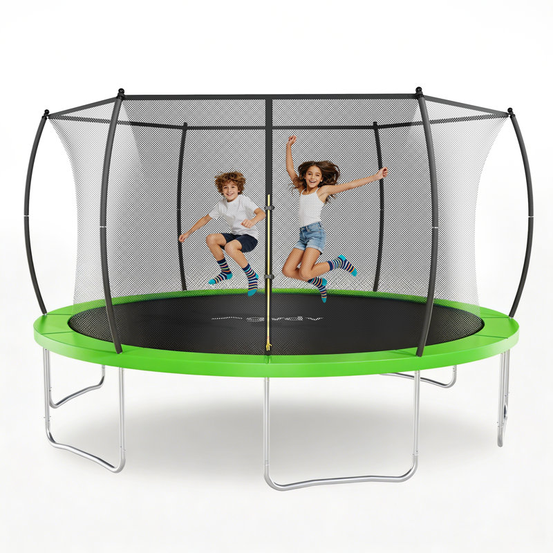 Trampoline d'extérieur de 14 pi avec enclos pour enfants et adultes GVDV, Green