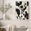 Tableau noir et beige sur toile abstraite aux formes organiques-887822163