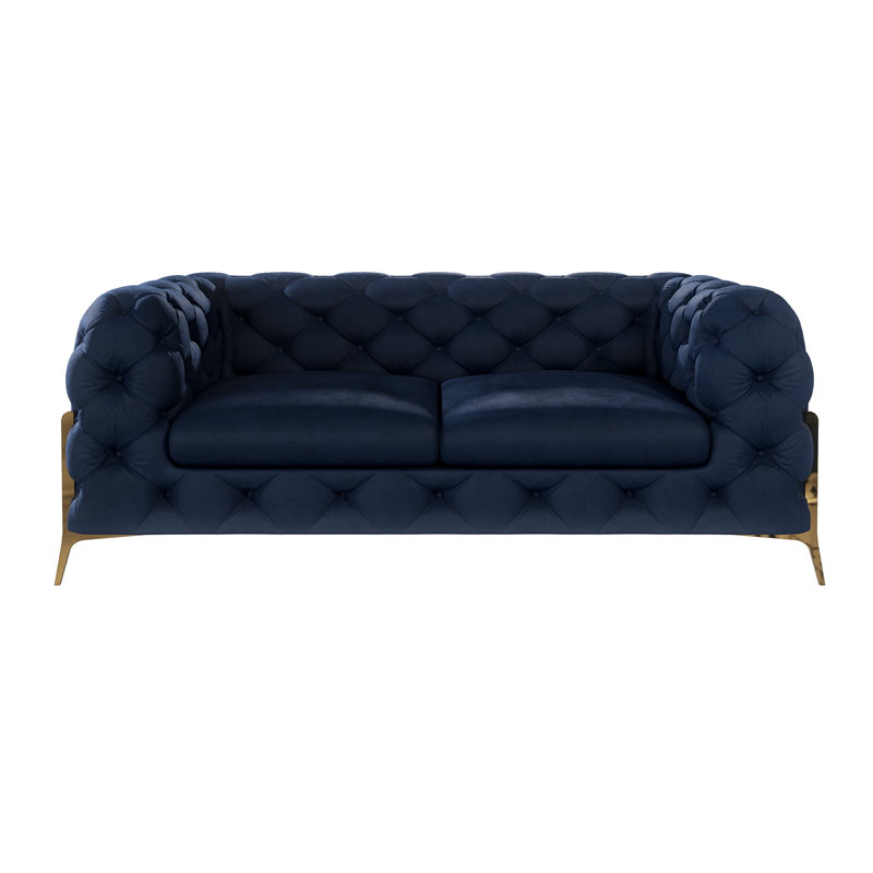 Chesterfield Sofa Atoka with Gold Metal Legs, Navy Blue, 2