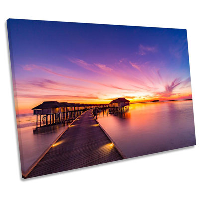 Maldives Island Sunset - Wrapped Canvas Print