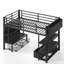 Lit mezzanine double en métal Nestle pour enfants avec tiroir de rangement et tablette-135825269