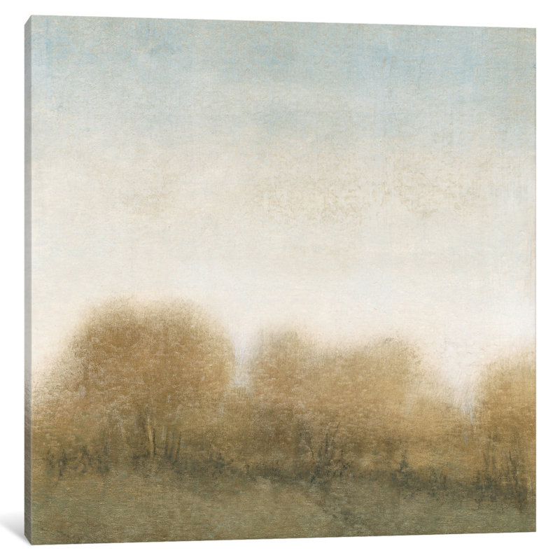 " Golden Treeline II " by Timothy O' Toole, 18" H x 18" W x 1.5" D, Black Framed Canvas, No Matte