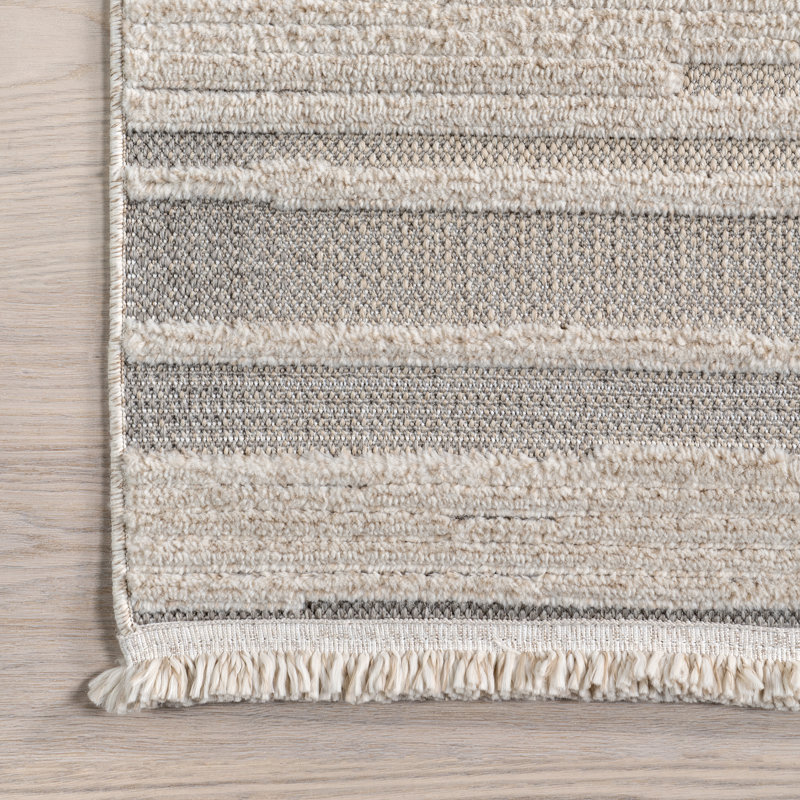 Ismene Modern High-Low Fringe Area Rug, Rectangle 4' x 6'