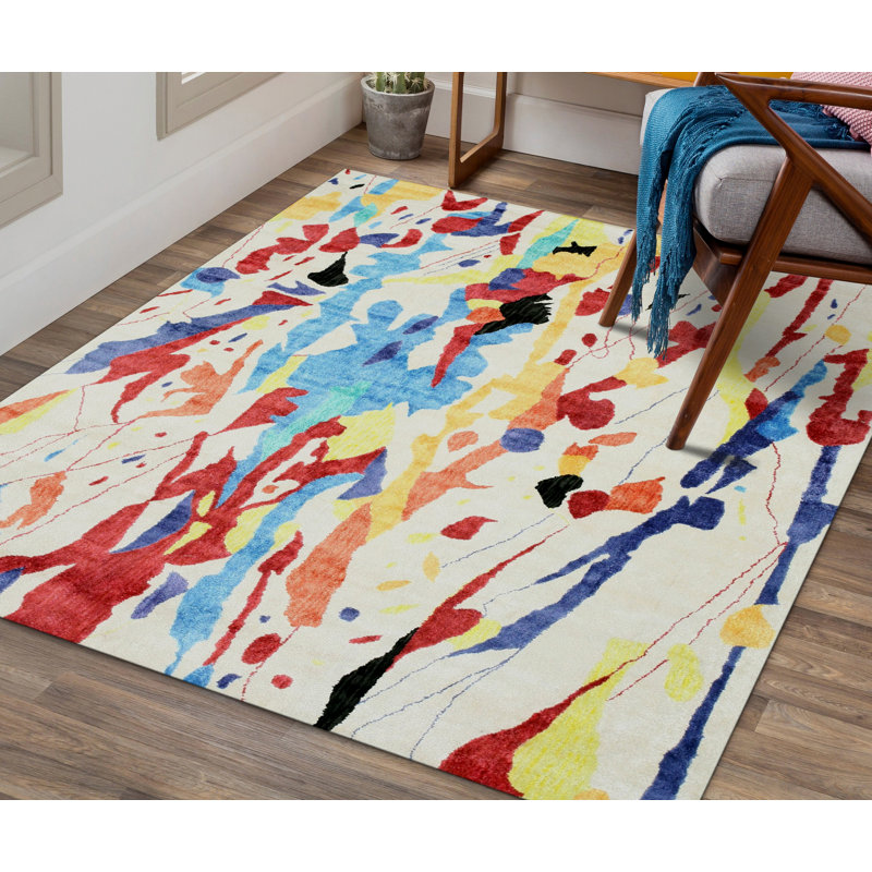 Tapis multicolore touffeté à la main Columbia, Rectangle 7 pi 7 po x 9 pi 7 po