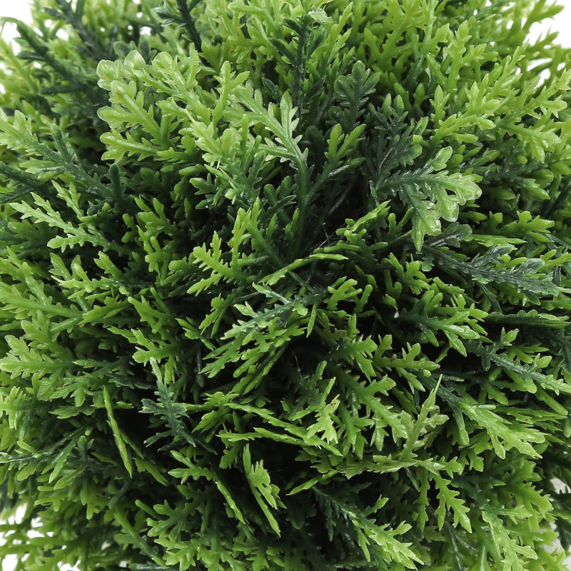 Set of 3 Green Faux Grass Plants in Gray Pots