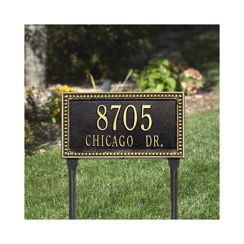 Egg and Dart 2-Line Lawn Address Sign, Antique Copper, Yes