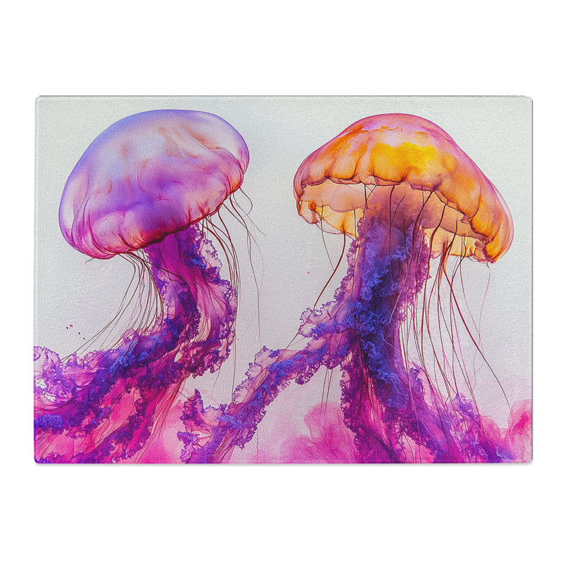 Jellyfish  Glass Chopping Board