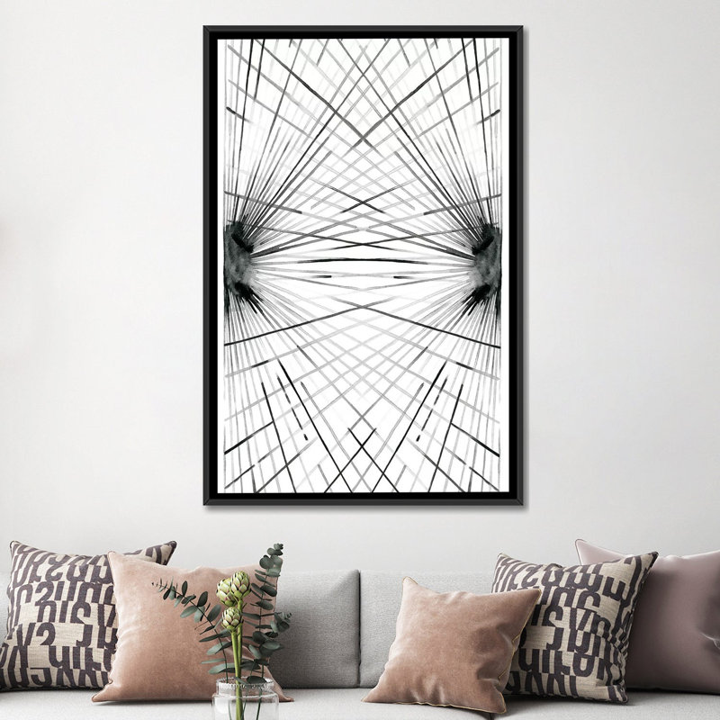 « rayons iv », impression sur toile, H 26 po x l 18 po x P 1,5 po, Toile encadrée noire, Pas de tapis