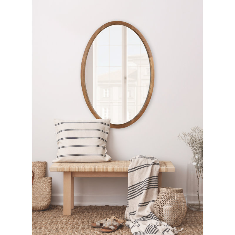 Brianna Wood Flat Mirror, Beige, 36" x 24"