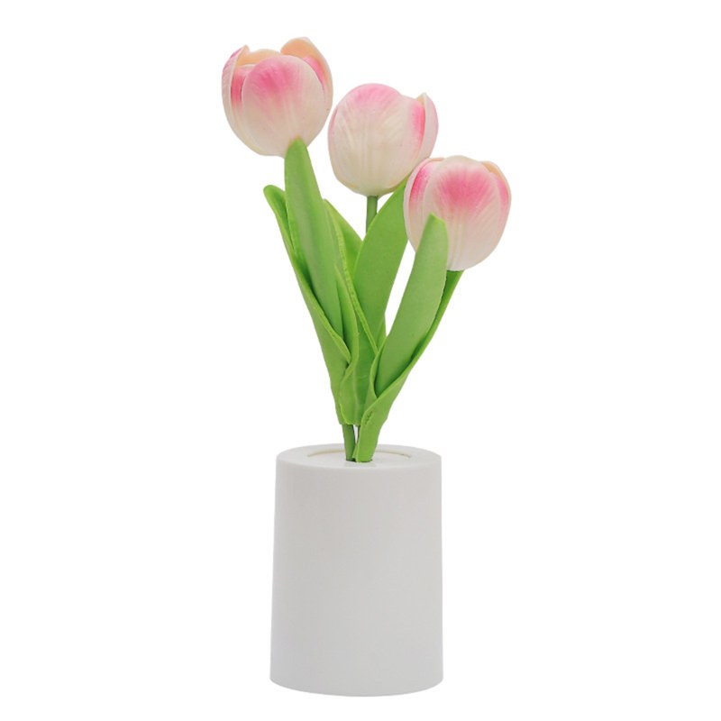  Faux fleurs artificielles en soie artificielle grandes tulipes veilleuse de nuit Bouquet de veilleuse de chambre à coucher Lampe de chevet Lampe d'humeur Décoration de bureau