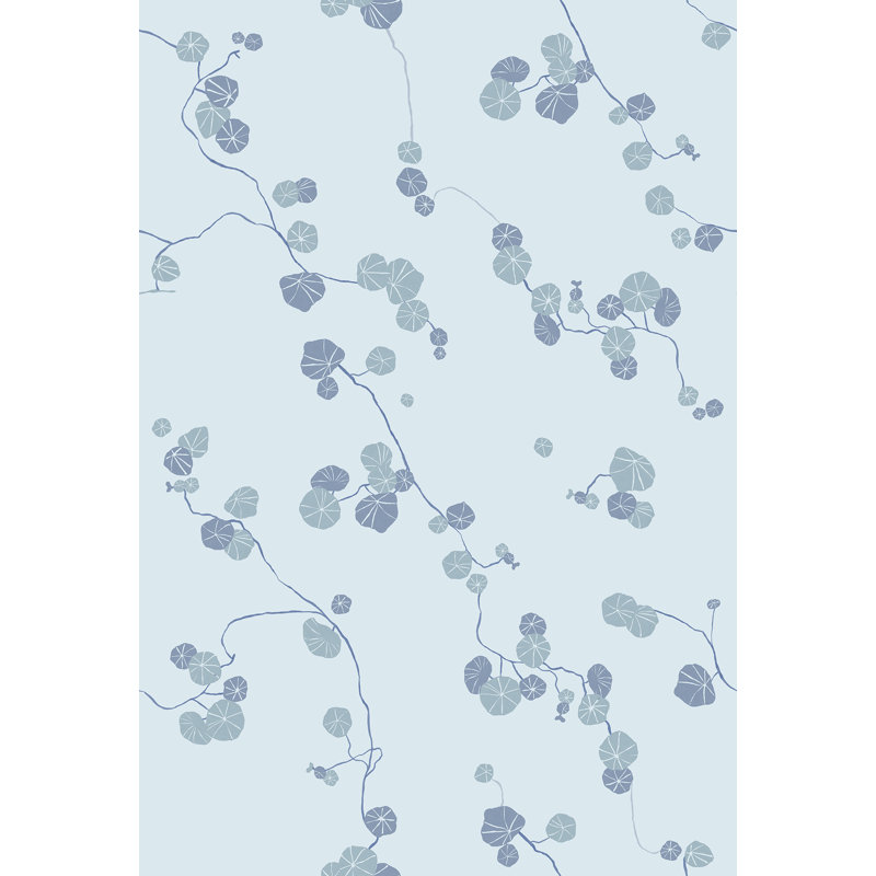 Susan Hable Floral Non-Pasted Satin Wallpaper Double Roll, Blue