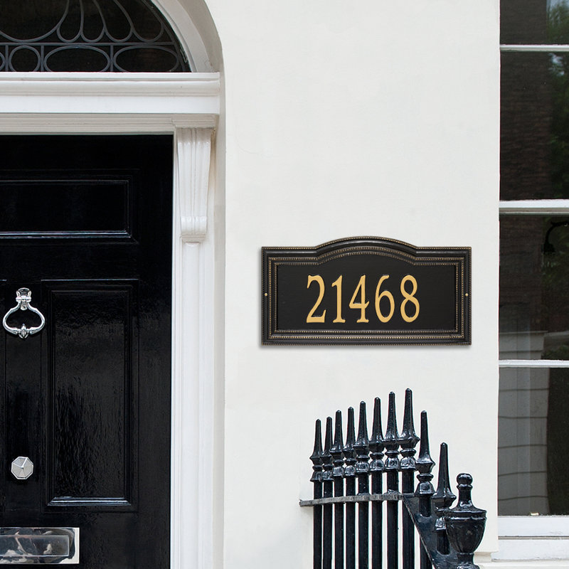 Signature Series 1-Line Wall Address Plaque, Black, Gold, Yes