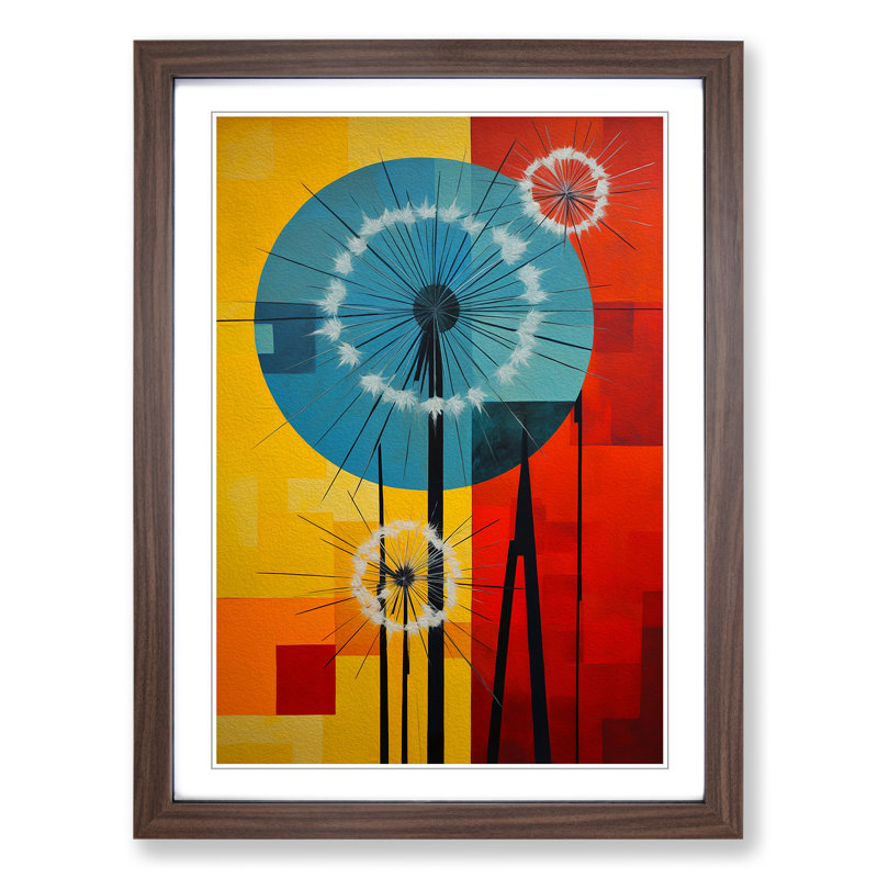Dandelion Constructivism - Framed Print, Walnut Framed, 64cm H x 46cm W