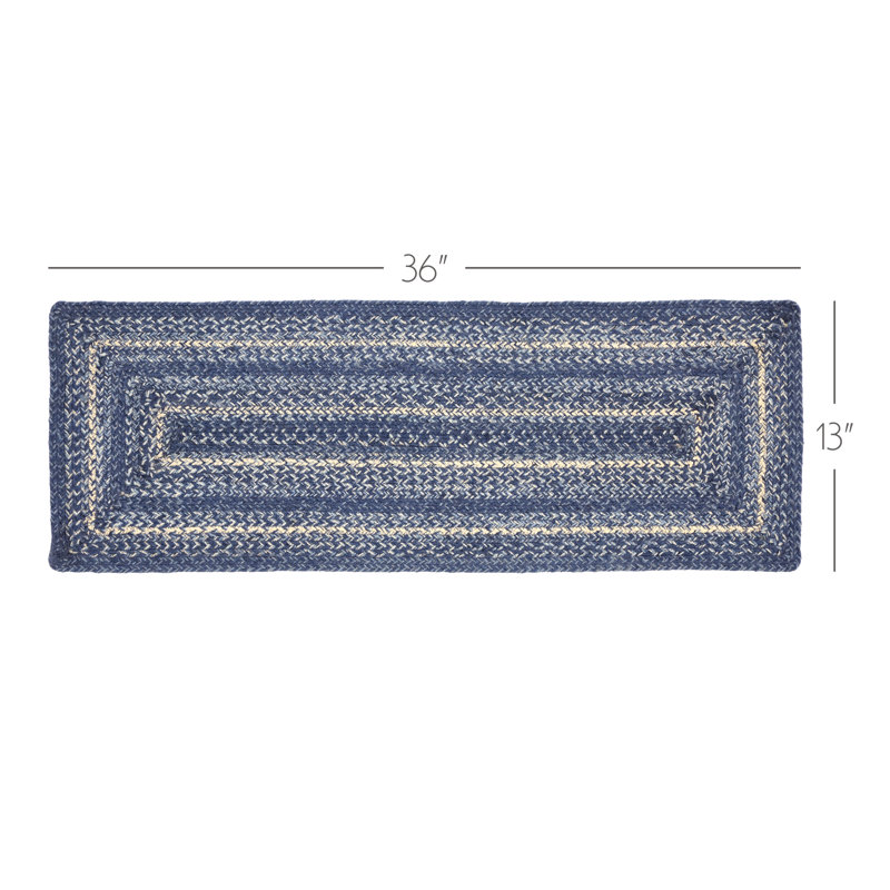 Birtwhistle Jute and Cotton Geometric Table Runner, Indigo/Powder Blue/Creme